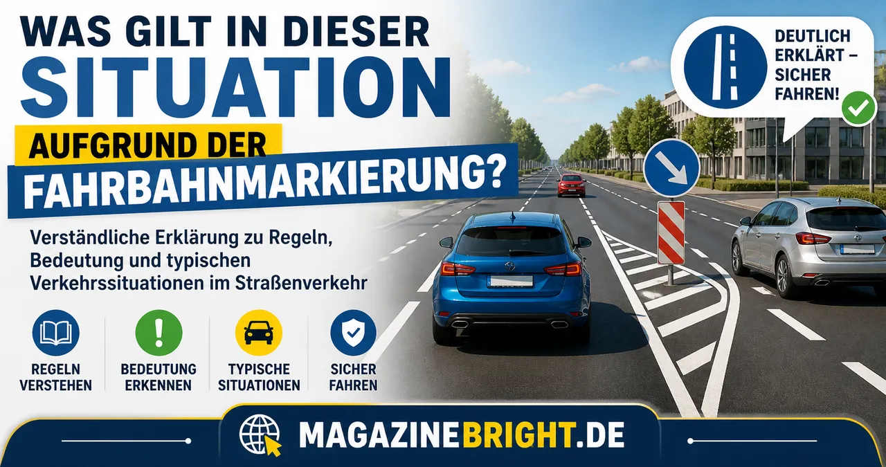 Was gilt in dieser Situation aufgrund der Fahrbahnmarkierung – Verständliche Erklärung zu Regeln, Bedeutung und typischen Verkehrssituationen im Straßenverkehr